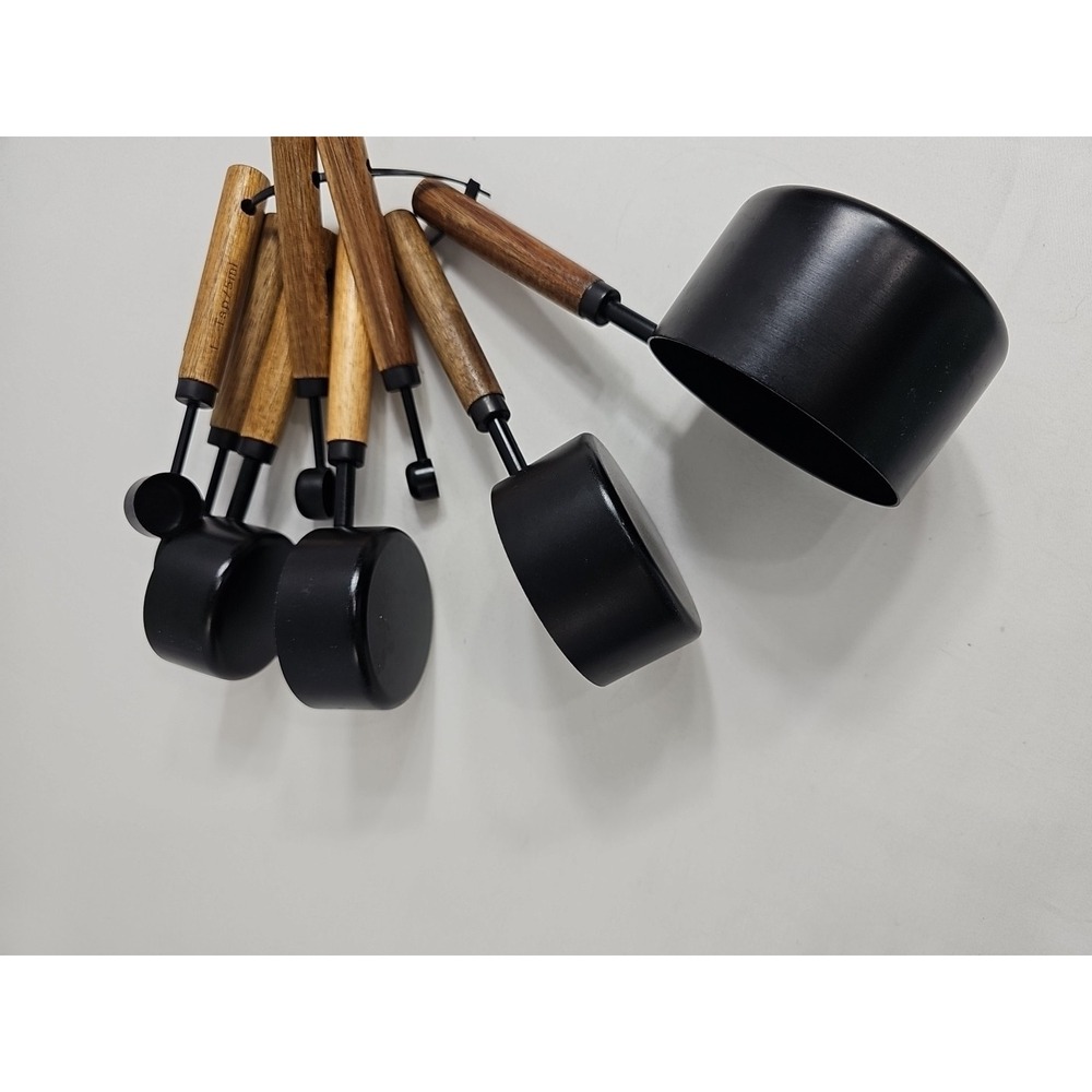 Metal and Wood Measuring Cups Set Of 8 - 1 Cup To 1/4 Tablespoon EUC - Picture 8 of 8